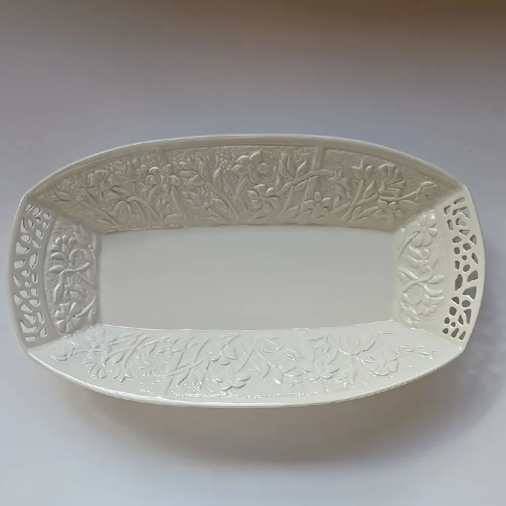 Lenox Jasmine Rectangle Serving Tray Floral Lattice 120th Anniversary Collection